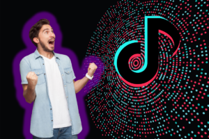 Uma ilustração digital vibrante e altamente dinâmica para uma imagem de destaque de blog. No centro, um logotipo estilizado do TikTok, com suas cores neon (rosa elétrico e azul vibrante), irradia energia e luz, simbolizando viralidade e alcance. Ao redor do logo, elementos abstratos como gráficos de crescimento ascendente e sutis, artísticas representações de moedas digitais ou símbolos de dólar flutuam, indicando monetização e sucesso financeiro. Uma figura humana (gênero neutro, silhueta ou parcialmente visível), com uma postura confiante e voltada para o futuro, interage com um smartphone que exibe um vídeo TikTok em loop, como se estivesse no controle desse fluxo de conteúdo. O fundo é uma fusão de padrões tecnológicos abstratos e luzes digitais borradas, sugerindo um ambiente de inovação e oportunidades. A composição deve ser energética, otimista e visualmente impactante, com um foco claro na ideia de dominar o TikTok para negócios e criadores, transformando visualizações em resultados.