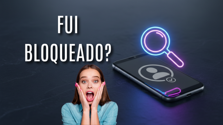 Lupa de detetive com luz neon iluminando a tela de um celular com um avatar cinza e um único check, ilustrando como saber se fui bloqueado no WhatsApp.