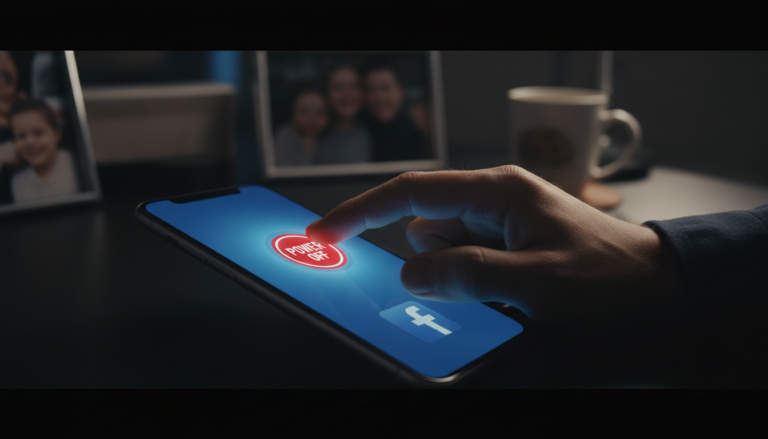 Mão Desligando o Facebook no Celular