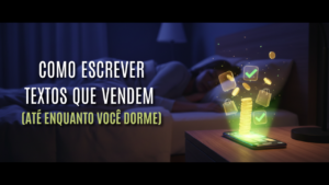 Celular brilhando com notificações de vendas automáticas em uma mesa de cabeceira enquanto uma pessoa dorme ao fundo, ilustrando o que é copywriting.